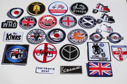 Scooter iron sew patches - scooter, on